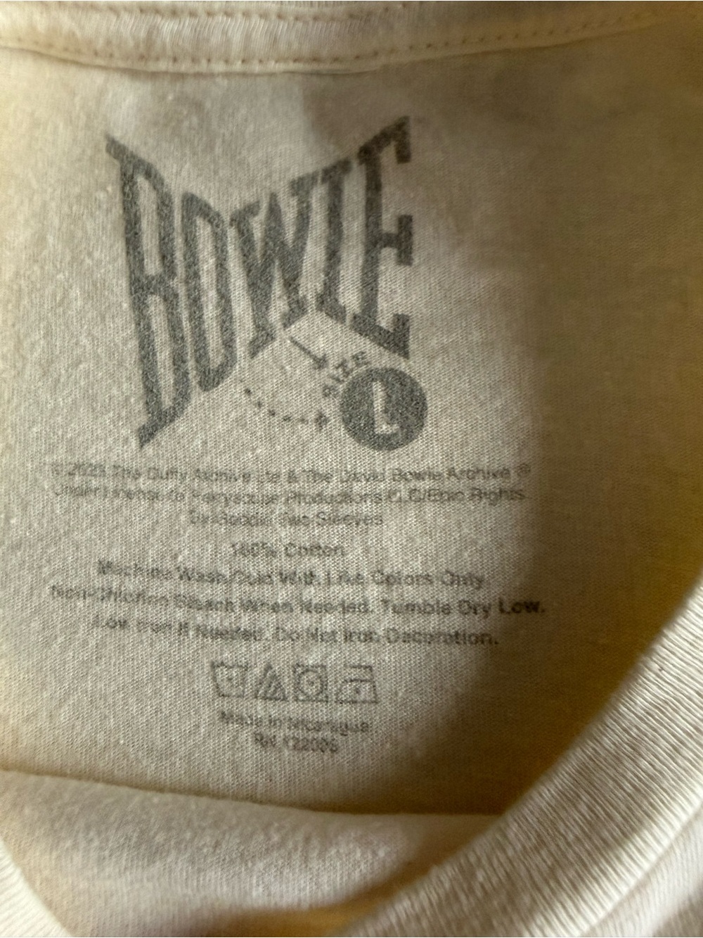 David Bowie Official Graphic T-Shirt Tee Cream Size L 100% Cotton - Picture 3 of 5